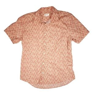 Gap Shirt Mens Large Red Geometric Short Sleeve Button Up Slim Fit Stretch